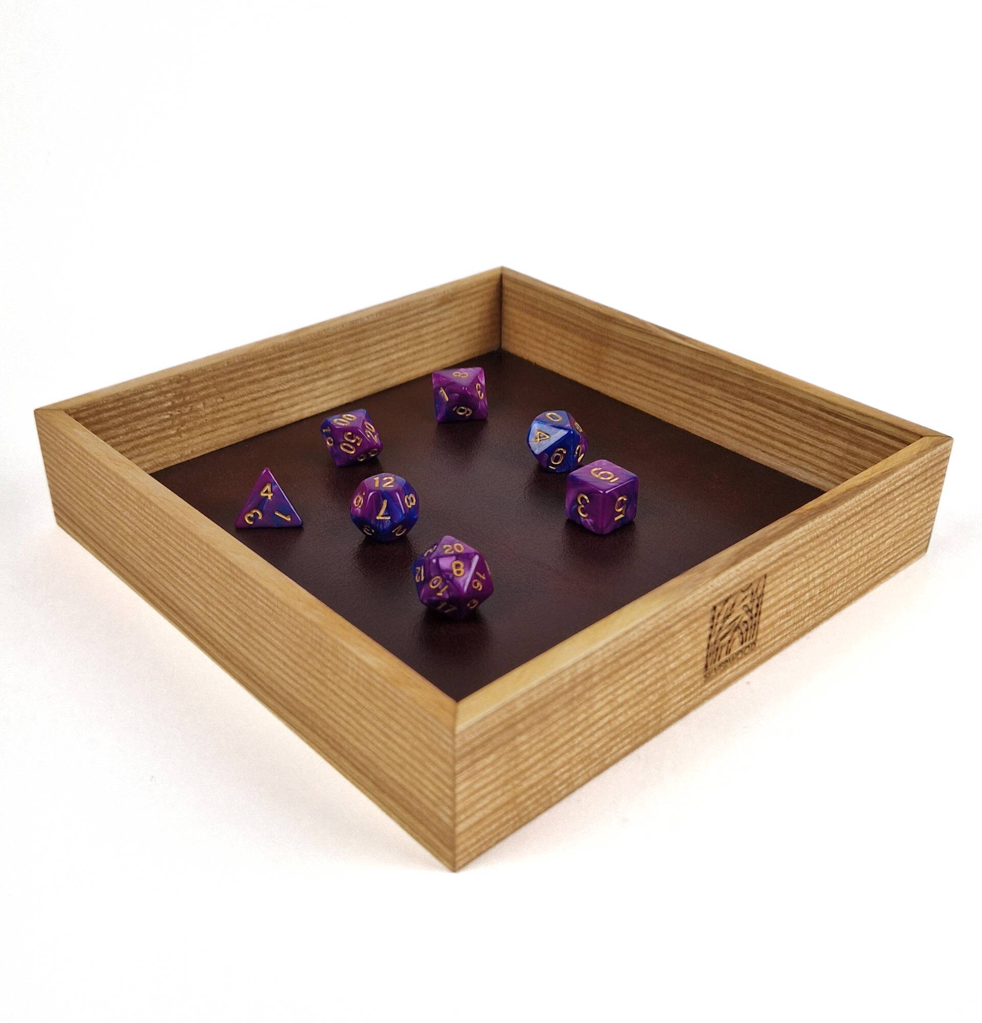 Gaming Dice Tray - Ash Artisan - Full view with dice
