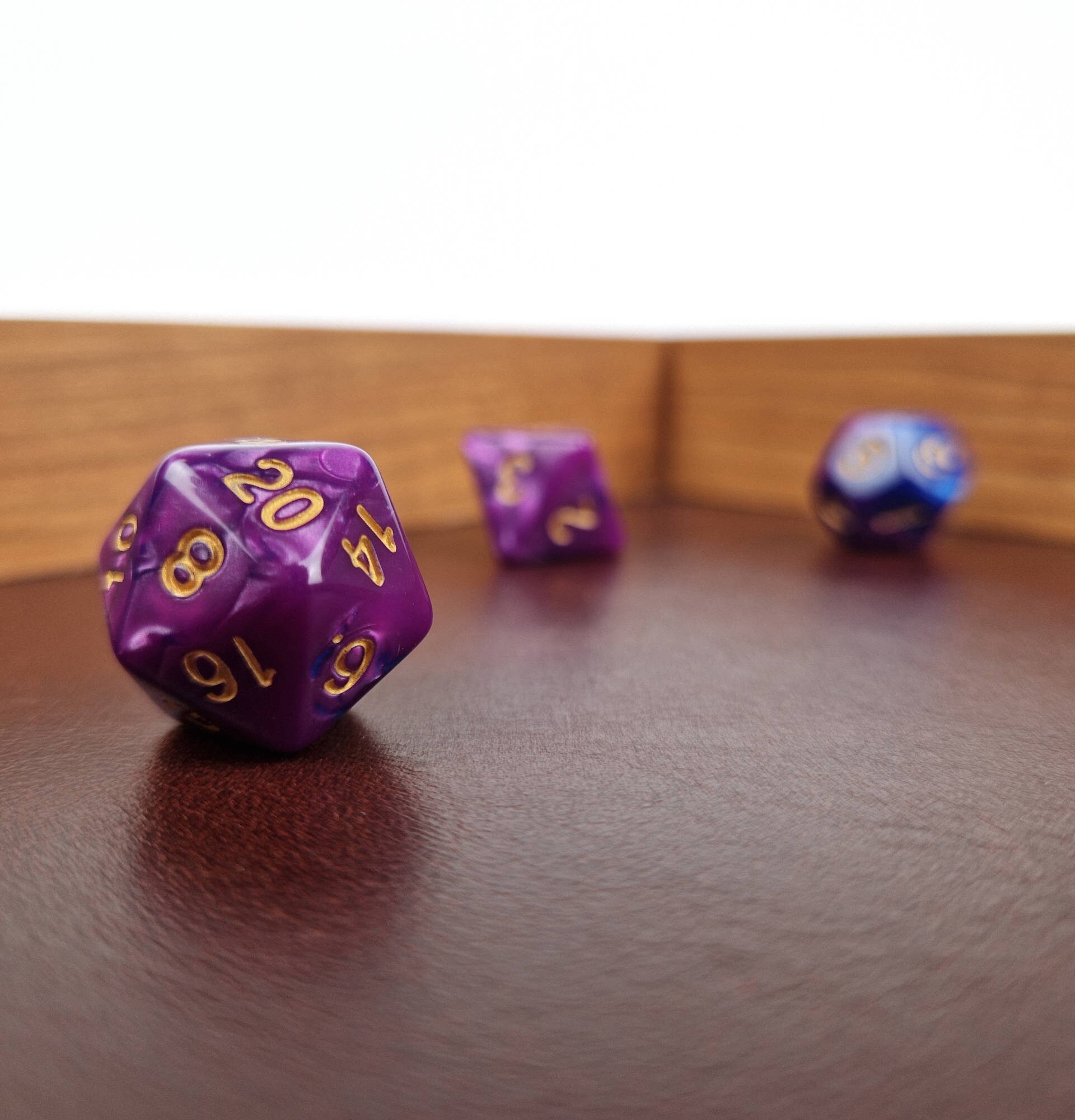 Cherry Artisan Dice Tray for DnD - Interior view with dice