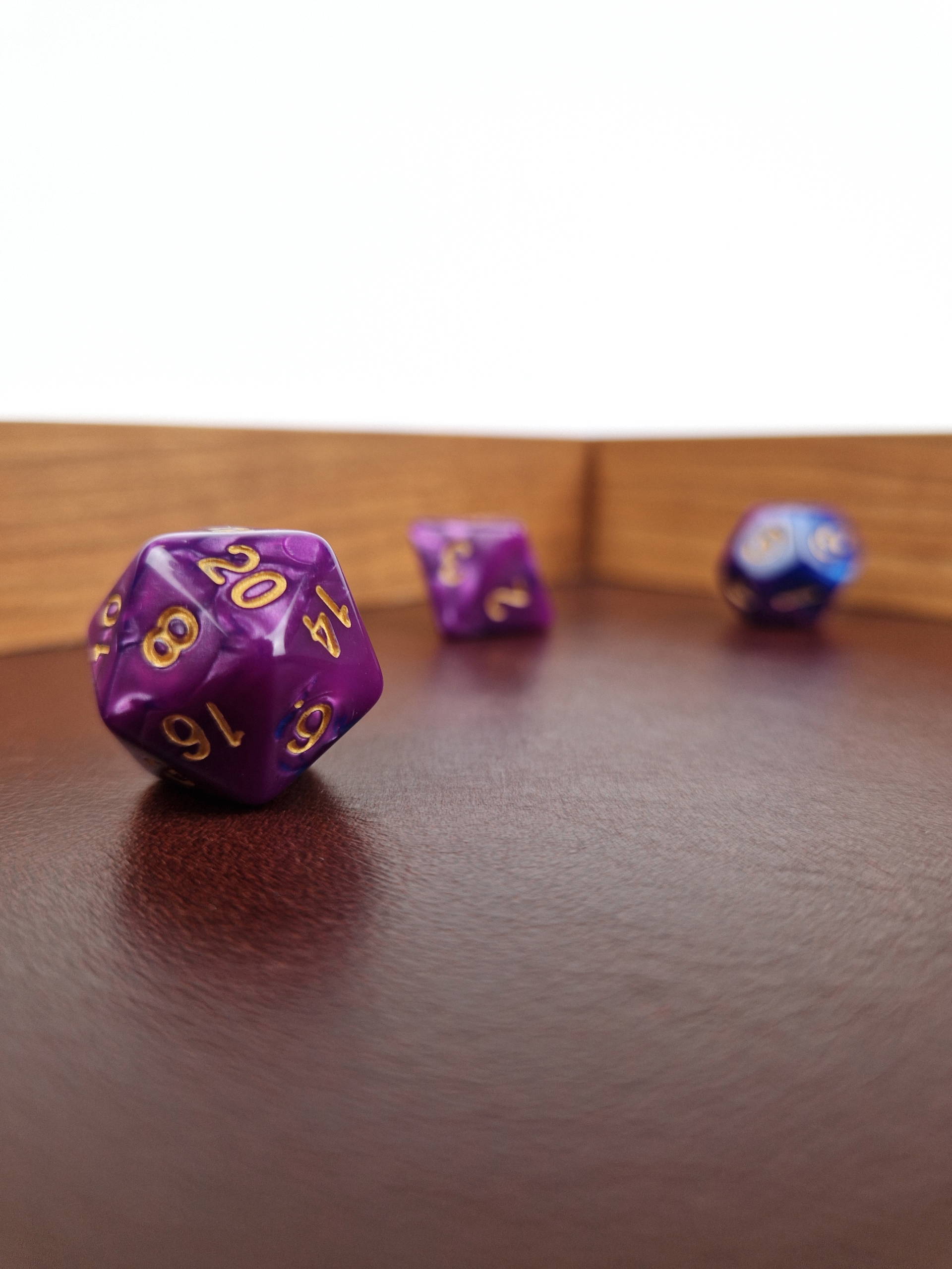 Cherry Artisan Dice Tray for DnD - Interior view with dice