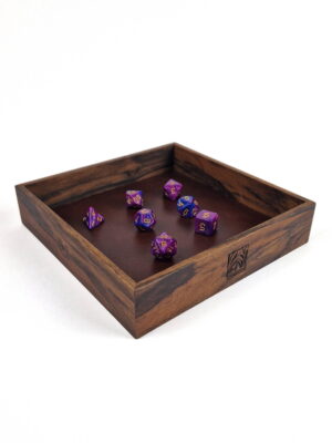 Wooden Dice Tray - Walnut Artisan Tray - Full view with dice