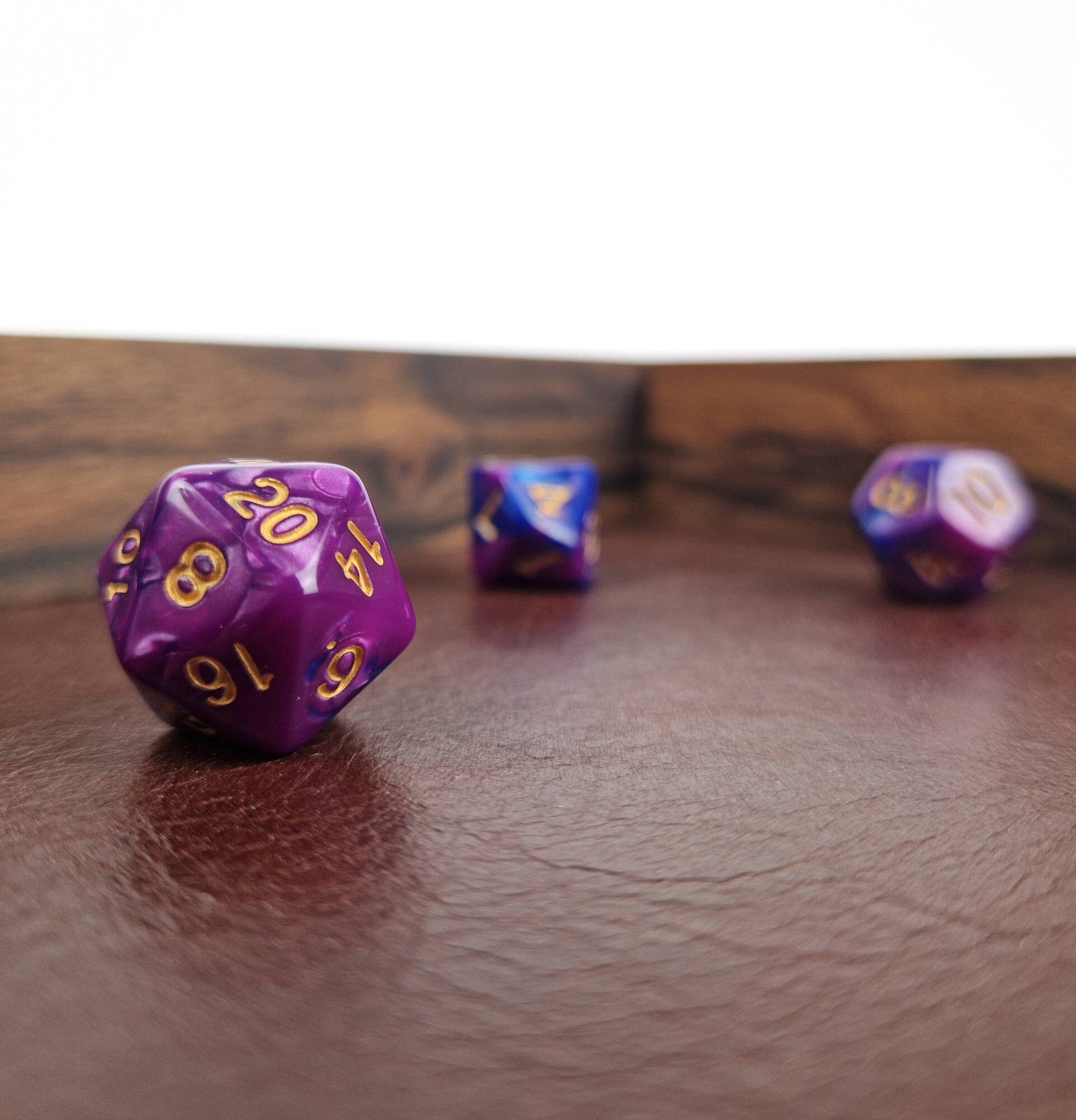 Wooden Dice Tray - Walnut Artisan Tray - interior view with dice.