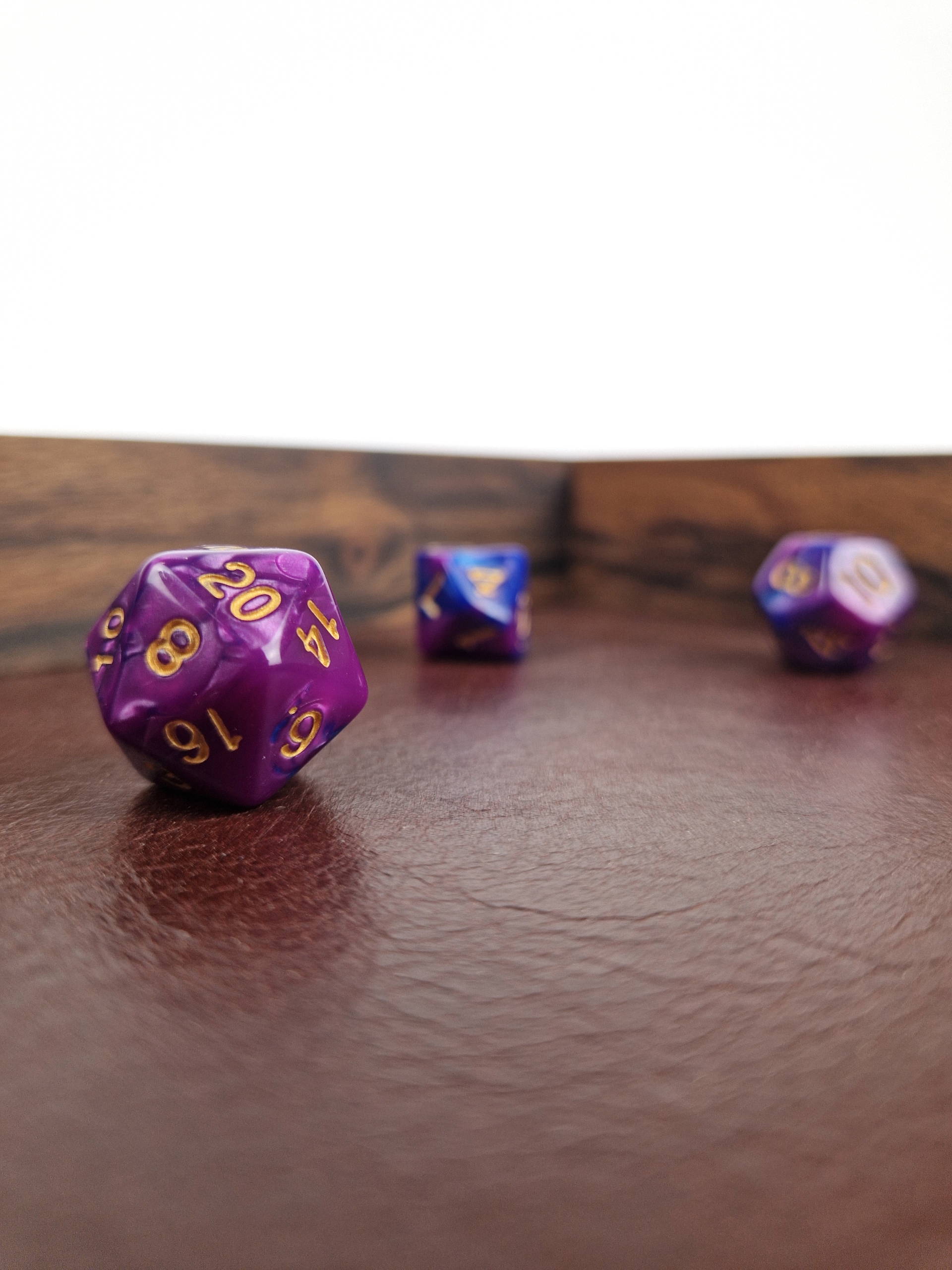 Wooden Dice Tray - Walnut Artisan Tray - interior view with dice.