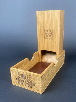 Roll From The Hip branded Oak Dice Tower by Silverwood Gaming