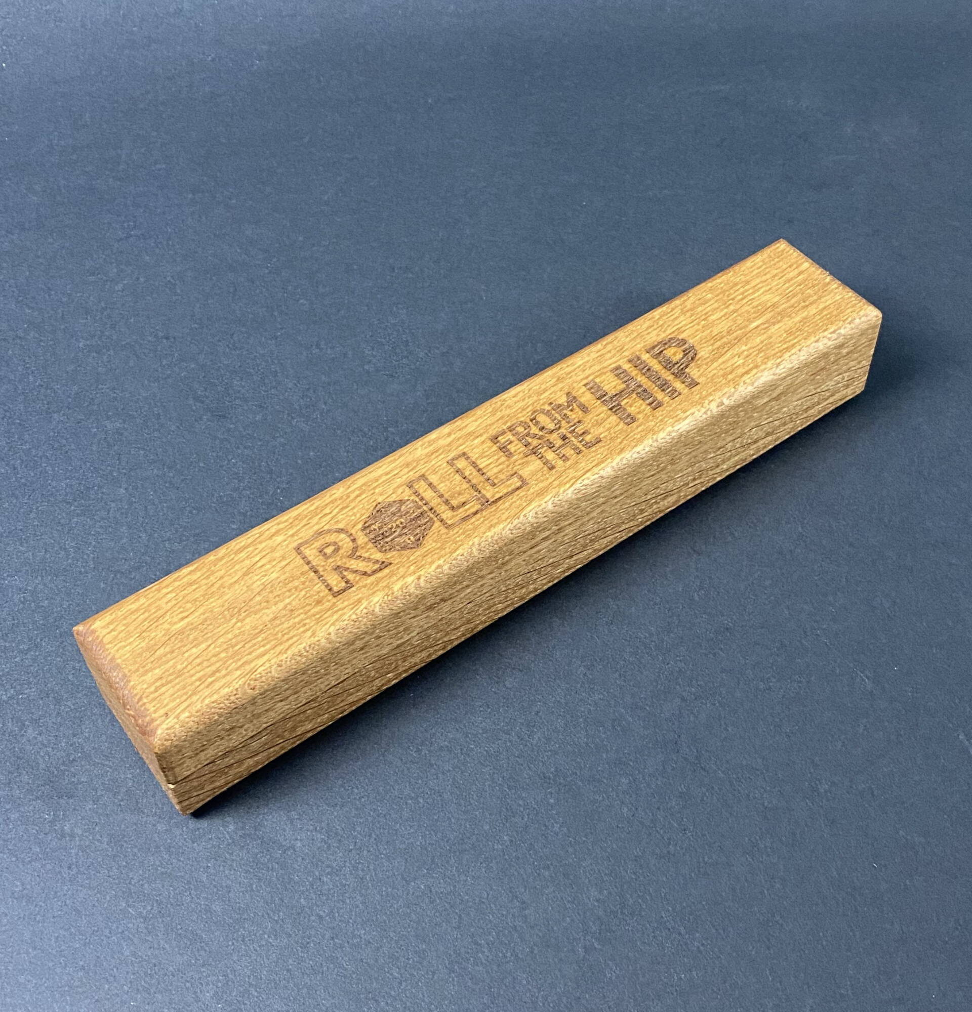 Roll From The Hip Oak Dice Vault.